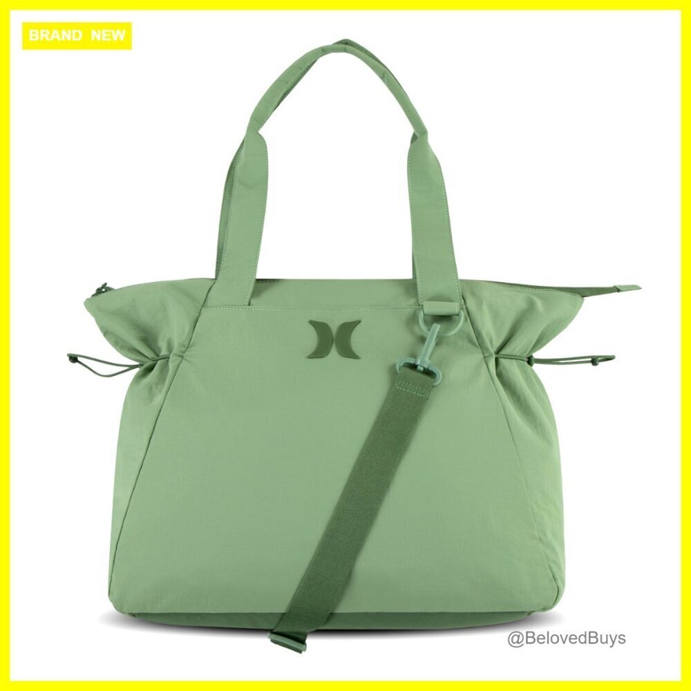 Water-Resistant Nylon Tote Bag with Crossbody Strap and Multiple Pockets